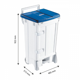Collecteur à pédale 90 L + porte - couvercle bleu