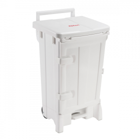 Collecteur à pédale 90 L + porte - couvercle blanc