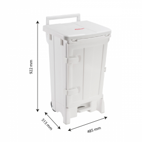 Collecteur à pédale 90 L + porte - couvercle blanc