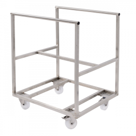 Chariot inox pour bac grand volume semi-cylindrique 170 L