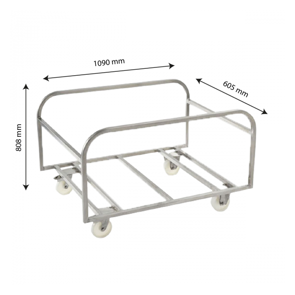 Chariot inox pour bac grand volume 500 L