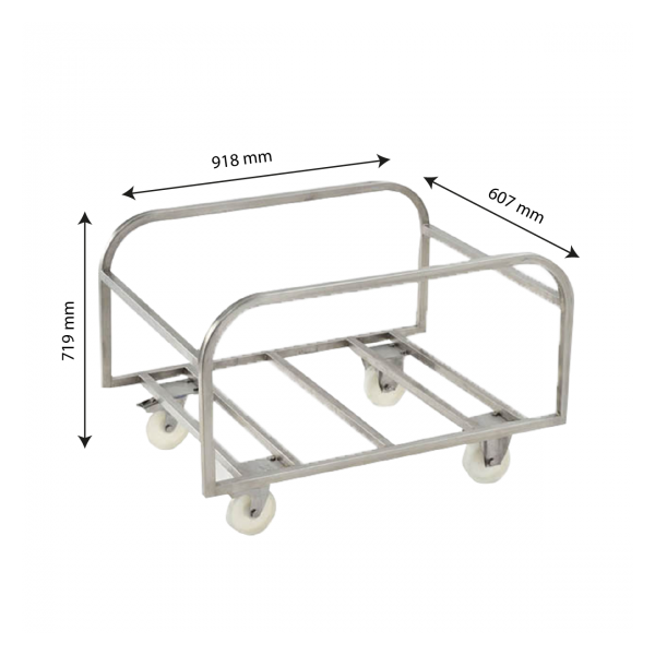 Chariot inox pour bac grand volume 310 L