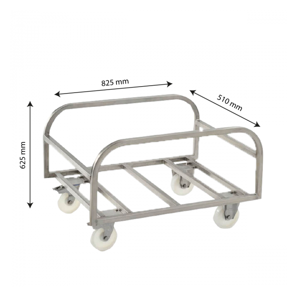 Chariot inox pour bac grand volume 220 L
