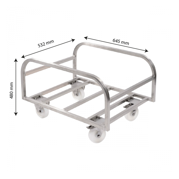 Chariot inox pour bac grand volume 100 L