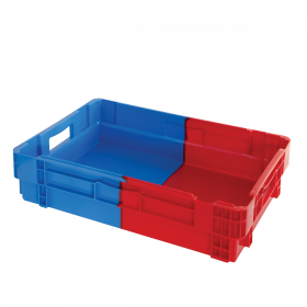Caisse pleine&nbsp;empilable emboîtable 600 x 400 x 144 mm bicolore 25 L – bleu/rouge