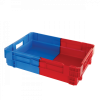 Caisse pleine&nbsp;empilable emboîtable 600 x 400 x 144 mm bicolore 25 L – bleu/rouge