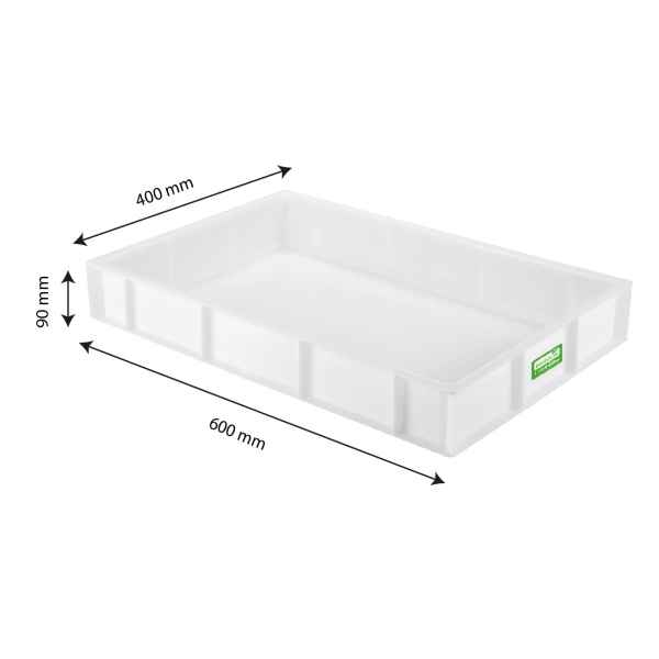 Caisse pleine biosourcée 600 x 400 x 90 mm 15 L - blanc