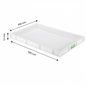 Caisse pleine biosourcée 600 x 400 x 55 mm 9 L - blanc
