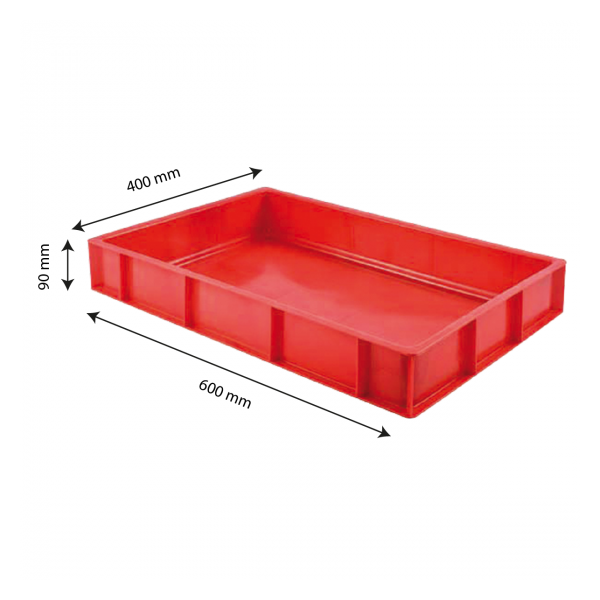 Caisse pleine 600 x 400 x 90 mm 15 L - rouge