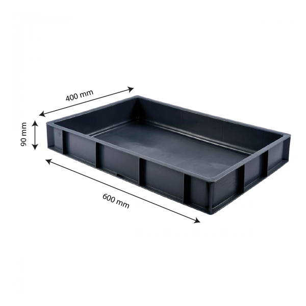Caisse pleine 600 x 400 x 90 mm 15 L - gris