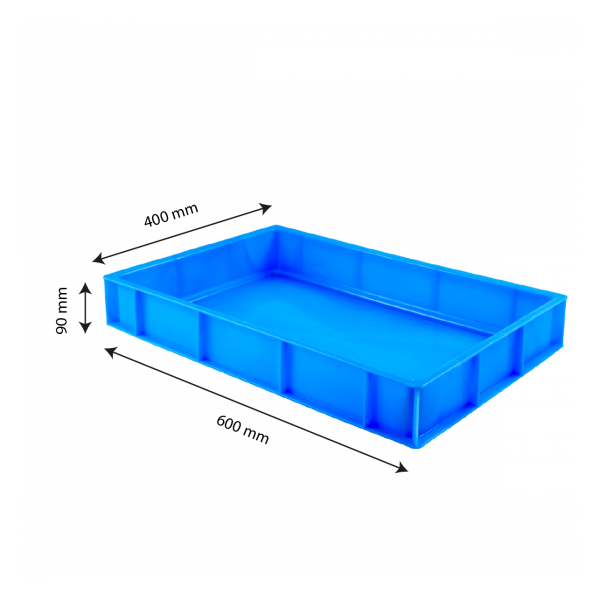 Caisse pleine 600 x 400 x 90 mm 15 L - bleu