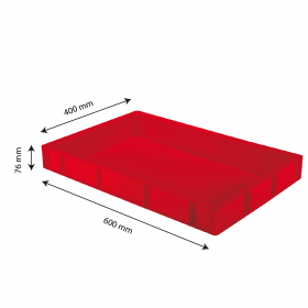 Caisse pleine 600 x 400 x 76 mm 14 L - rouge