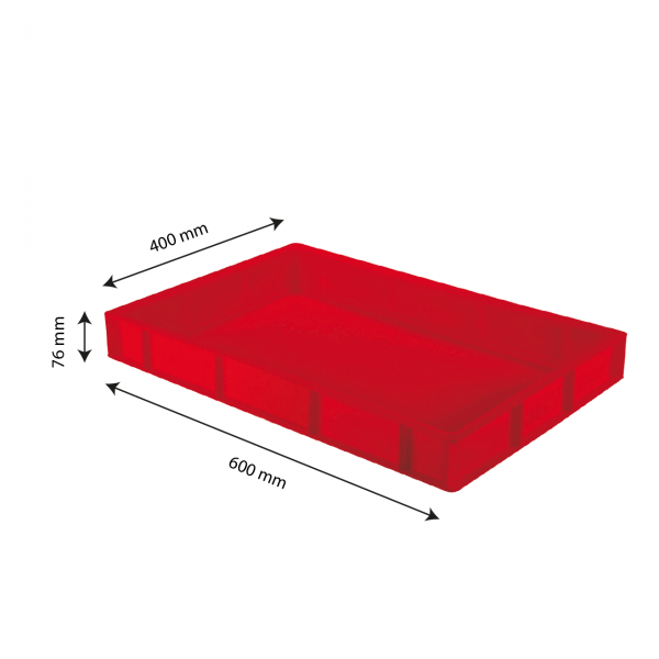 Caisse pleine 600 x 400 x 76 mm 14 L - rouge