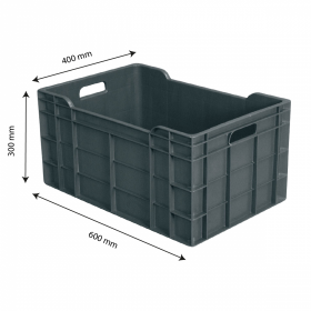 Caisse pleine 600 x 400 x 300 mm 60 L - gris