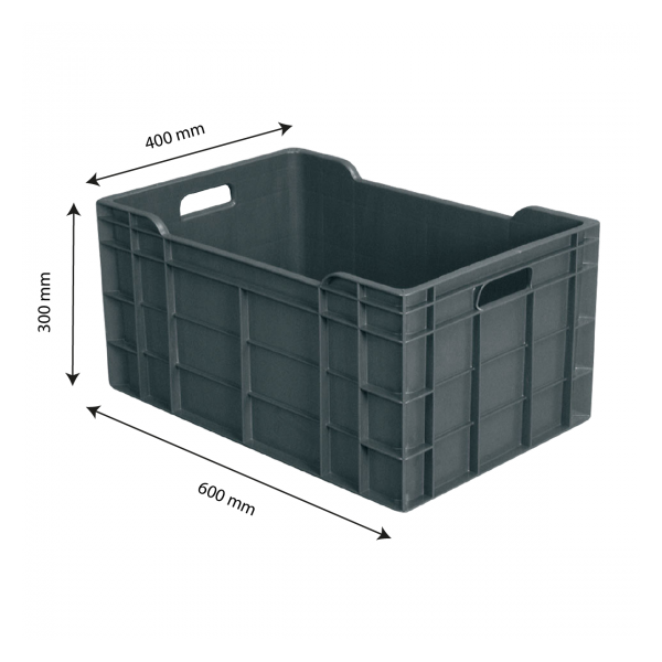 Caisse pleine 600 x 400 x 300 mm 60 L - gris