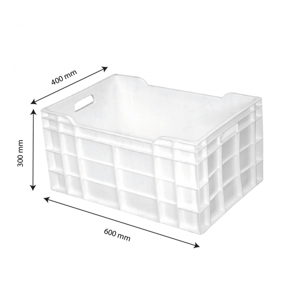 Caisse pleine 600 x 400 x 300 mm 60 L - blanc