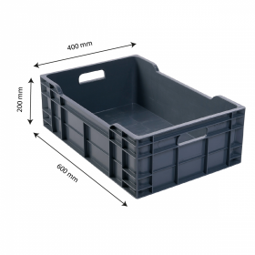 Caisse pleine 600 x 400 x 200 mm 40 L - gris