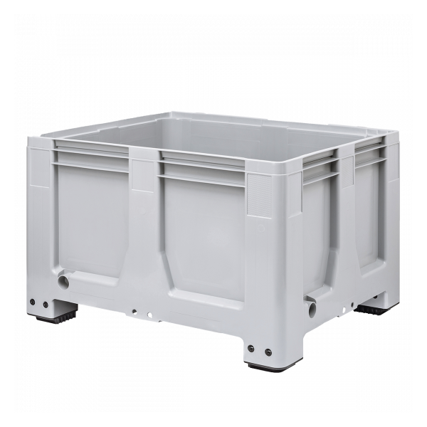 Caisse palette 1000 x 1200 x 760 mm 610 L avec 4 pieds - gris