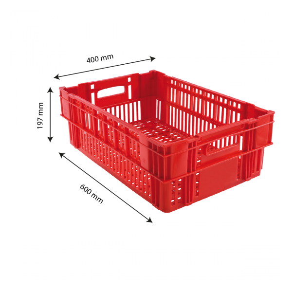 Caisse ajourée empilable 600x400 37 L - rouge