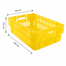 Caisse ajourée empilable 600x400 37 L - jaune