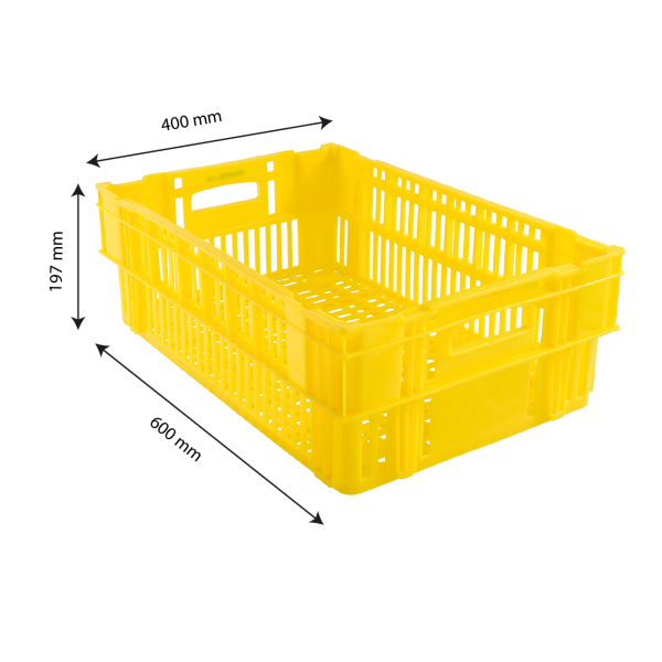 Caisse ajourée empilable 600x400 37 L - jaune