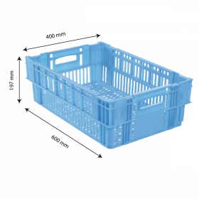 Caisse ajourée empilable 600x400 37 L - bleu