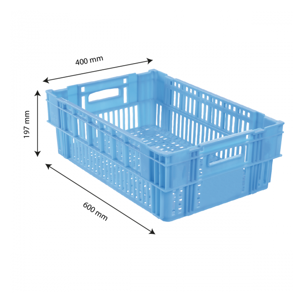 Caisse ajourée empilable 600x400 37 L - bleu