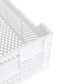 Caisse finement ajourée échancrée avec poignées 600 x 400 x 225 mm - 45 L - blanc