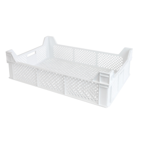 Caisse finement ajourée échancrée avec poignées 600 x 400 x 175 mm - 32 L - blanc