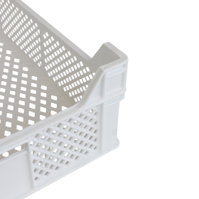 Caisse finement ajourée échancrée avec poignées 600 x 400 x 175 mm - 32 L - blanc