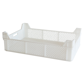 Caisse finement ajourée échancrée avec poignées 600 x 400 x 130 mm - 29 L - blanc