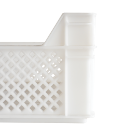 Caisse finement ajourée échancrée avec poignées 600 x 400 x 130 mm - 29 L - blanc