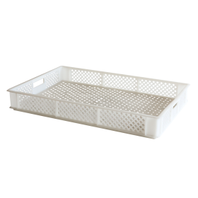Caisse finement ajourée avec poignées 600 x 400 x 70 mm - 14 L - blanc