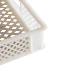 Caisse finement ajourée avec poignées 600 x 400 x 70 mm - 14 L - blanc