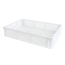 Caisse finement ajourée avec poignées 600 x 400 x 125 mm - 22 L - blanc