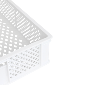 Caisse finement ajourée avec poignées 600 x 400 x 125 mm - 22 L - blanc
