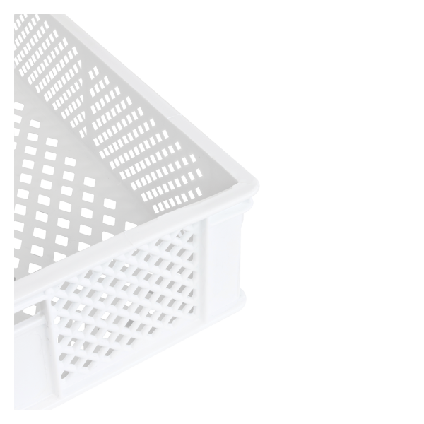 Caisse finement ajourée avec poignées 600 x 400 x 125 mm - 22 L - blanc