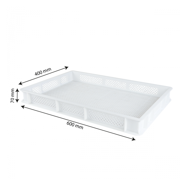 Caisse finement ajourée 600 x 400 x 70 mm 12 L - blanc