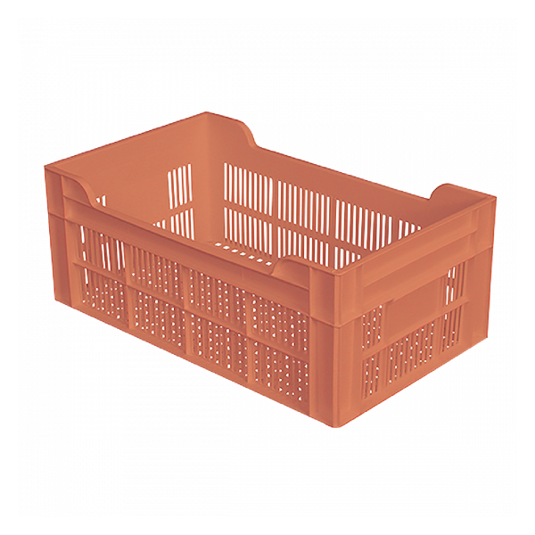 Caisse ajourée sans poignée empilable 500 X 300 20 L - terracotta