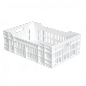 Caisse ajourée fond plein 600 x 400 x 200 mm 40 L - blanc