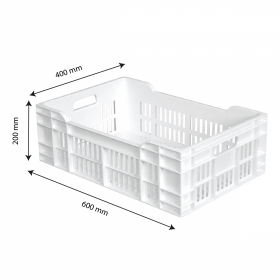 Caisse ajourée fond plein 600 x 400 x 200 mm 40 L - blanc