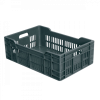 Caisse ajourée fond plein 600 x 400 x 200 mm 40 L - gris