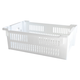Caisse ajourée empilable emboîtable 600 x 400 x 200 mm - 30 L - blanc