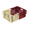 Caisse ajourée empilable emboitable 600 x 400 x 191 mm bicolore 35 L - bordeaux/ivoire