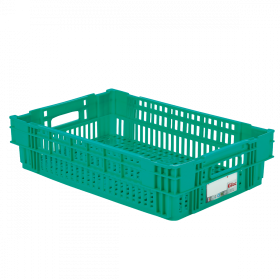 Caisse ajourée empilable emboitable 600 x 400 x 146 mm HACCP - 27 L - vert