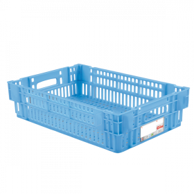 Caisse ajourée empilable emboitable 600 x 400 x 146 mm HACCP - 27 L - bleu