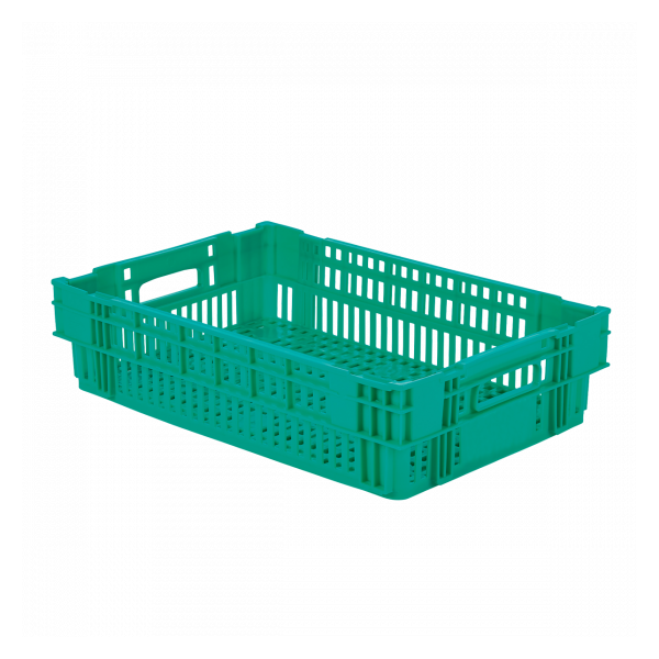 Caisse ajourée empilable emboitable 600 x 400 x 146 mm - 27 L - vert