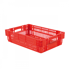 Caisse ajourée empilable emboitable 600 x 400 x 146 mm - 27 L - rouge