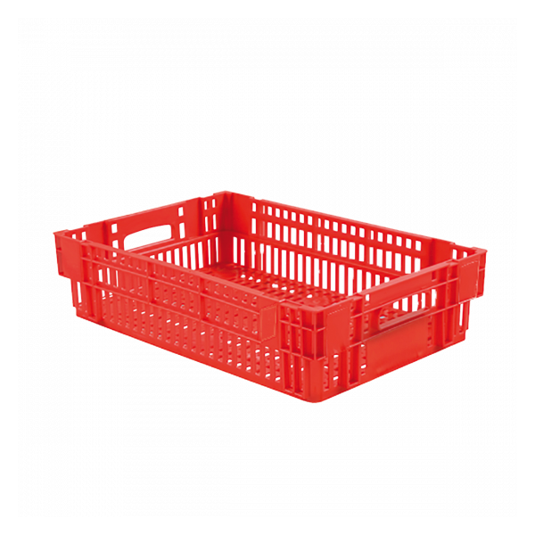 Caisse ajourée empilable emboitable 600 x 400 x 146 mm - 27 L - rouge