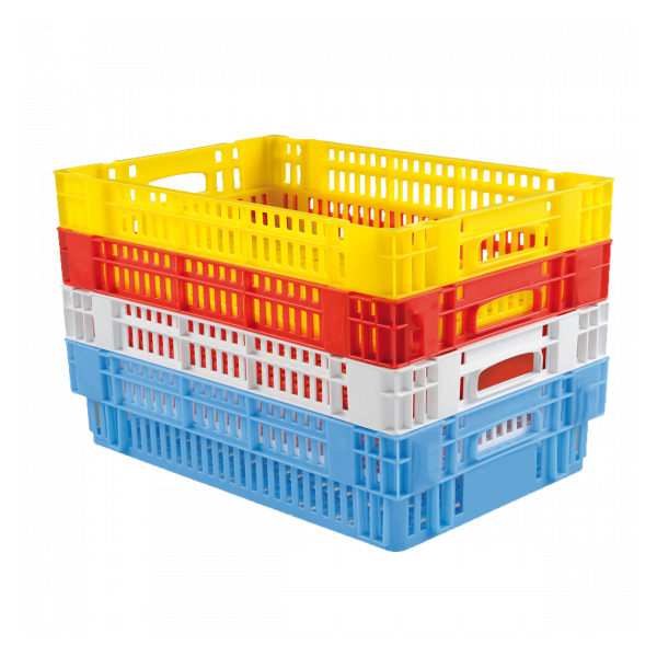 Caisse ajourée empilable emboitable 600 x 400 x 146 mm - 27 L - rouge